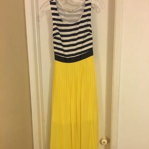 Yellow - Blue striped Dress.